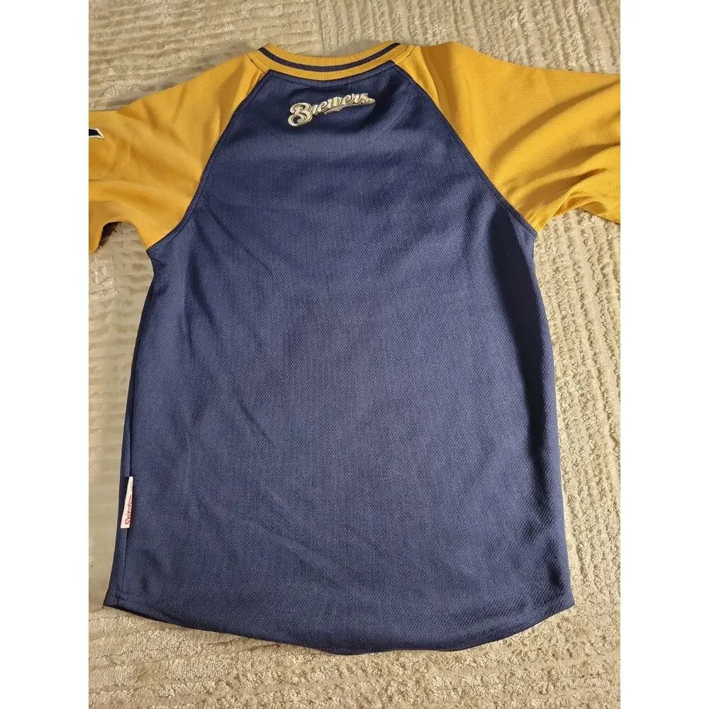 Stitches Milwaukee Brewers Jersey baseball MLB Youth Size Medium Boys Kids
